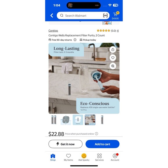 Contigo Replacement Filters 2 Cartridges Model No 1217724 BRAND NEW 2 packs - Picture 10 of 11